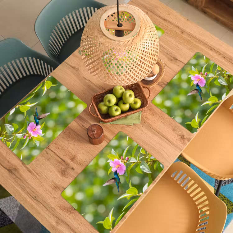Placemat - 6 stuks - Kolibrie - Bloem - Natuur - Groen — 3