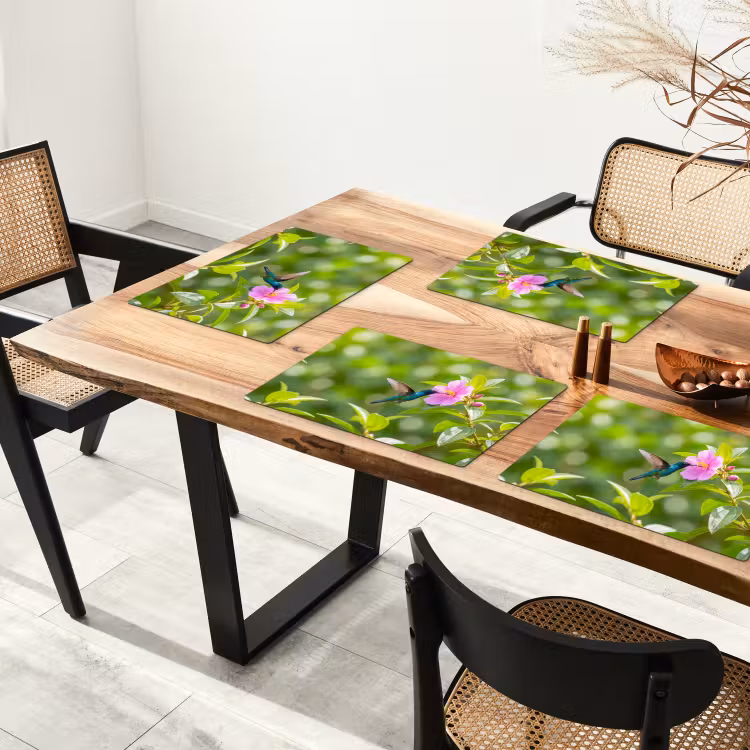 Placemat - 6 stuks - Kolibrie - Bloem - Natuur - Groen — 4