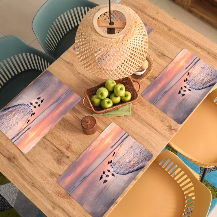 Placemat - 6 stuks - Meeuwen - Strand - Zee - Roze — 3