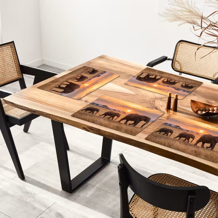 Placemat - 6 stuks - Olifanten - Savanne - Zonsondergang - Afrika - Warm — 4