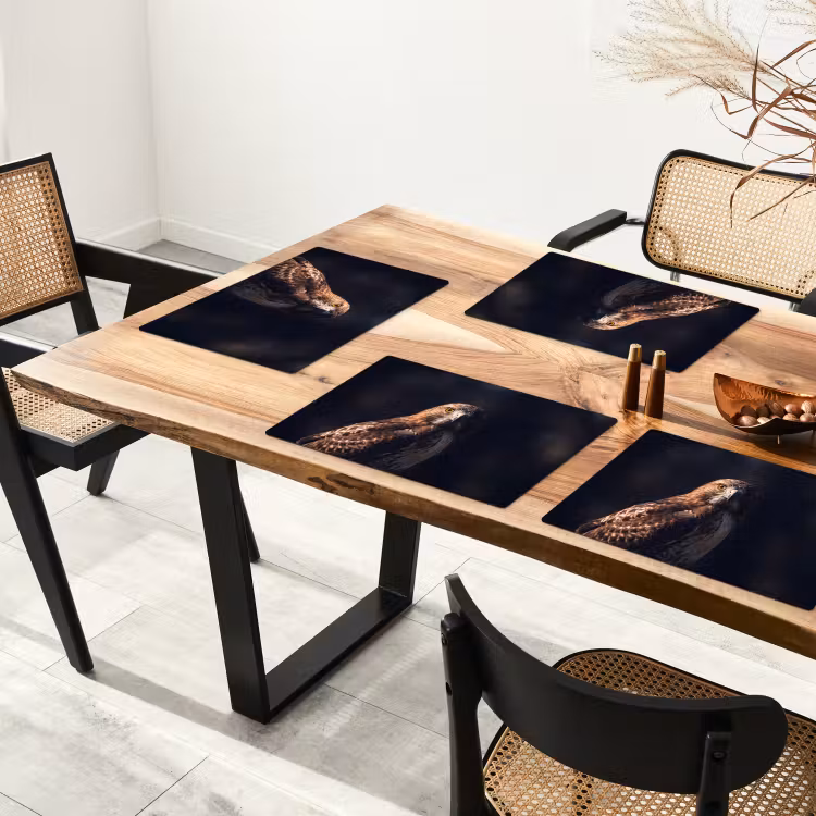 Placemat - 6 stuks - Roofvogel - Buizerd - Bruin — 4