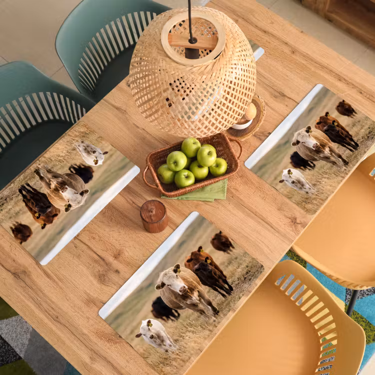 Placemat - 6 stuks - Runderen - Kudde - Landschap - Weide - Rustig — 3