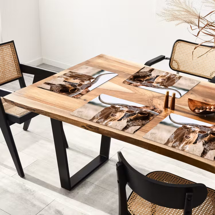 Placemat - 6 stuks - Texas Longhorn - Kalf - Weide - Dieren — 4