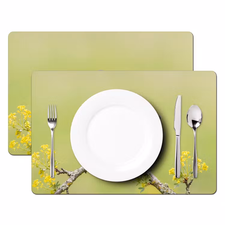 Placemat - 6 stuks - Vogel - Tak - Natuur - Kleurrijk — 2