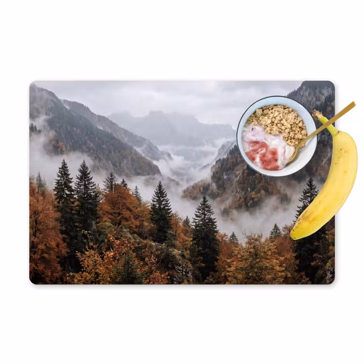 Placemat - 6 stuks - Bergen - Vallei - Mist - Herfst - Natuur — 1