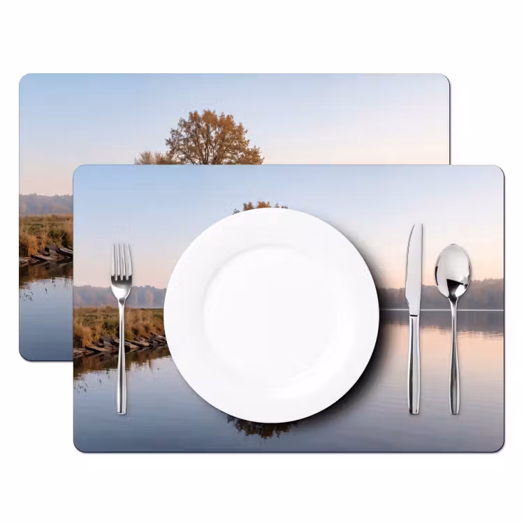 Placemat - 6 stuks - Bomen - Reflectie - Water - Zonsopgang - Serene — 2