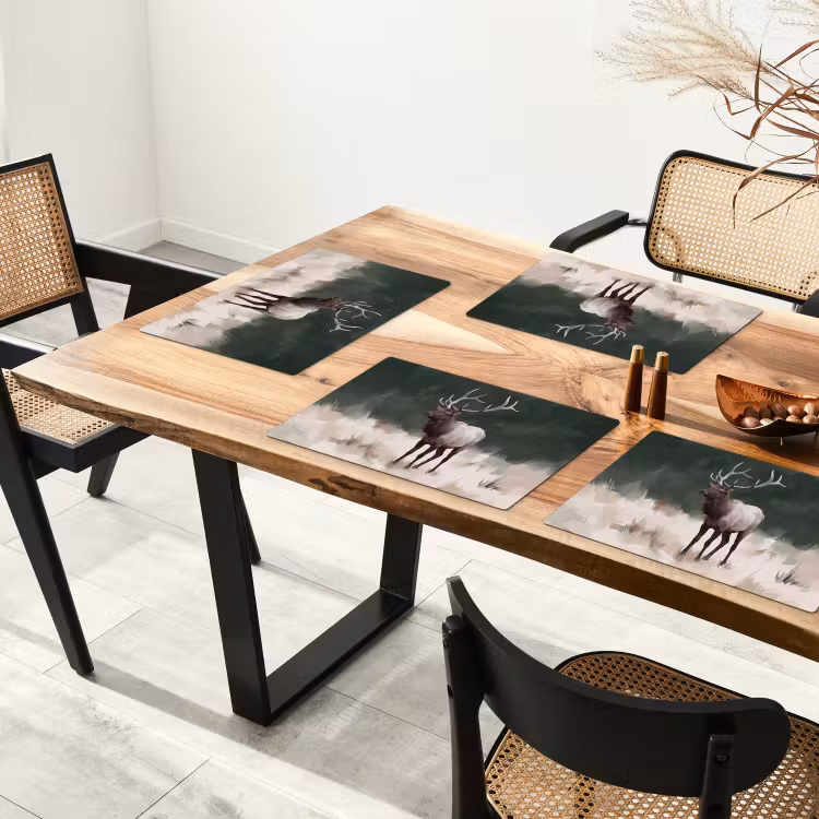 Placemat - 6 stuks - Edelhert - Gewei - Schildering - Rustiek — 4