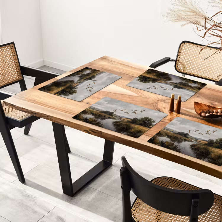 Placemat - 6 stuks - Eenden - Rivier - Landschap - Vlucht - Nostalgisch — 4