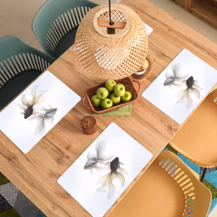 Placemat - 6 stuks - Goudvissen - Modern - Wit — 3
