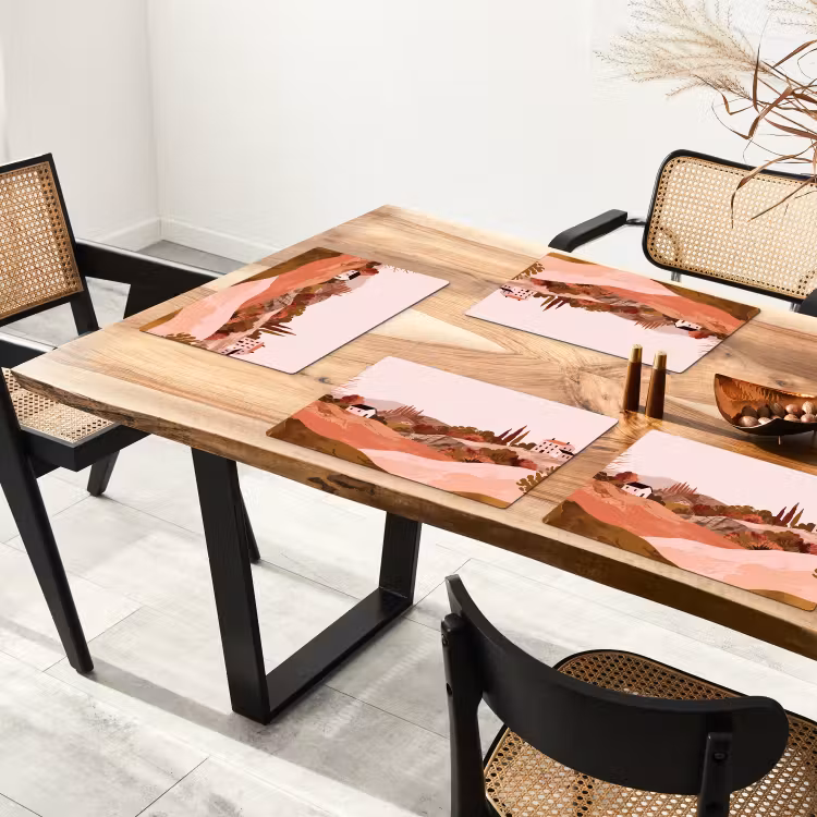 Placemat - 6 stuks - Heuvellandschap - Grafisch - Terracotta — 4