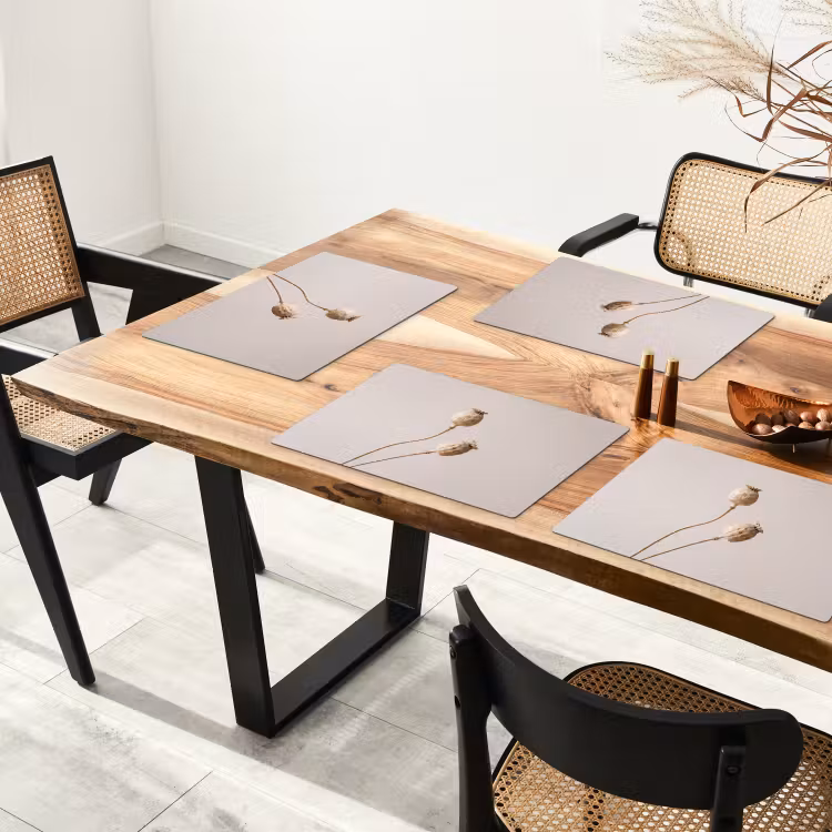Placemat - 6 stuks - Papaverbollen - Droogbloemen - Minimalistisch - Beige - Rustig — 4