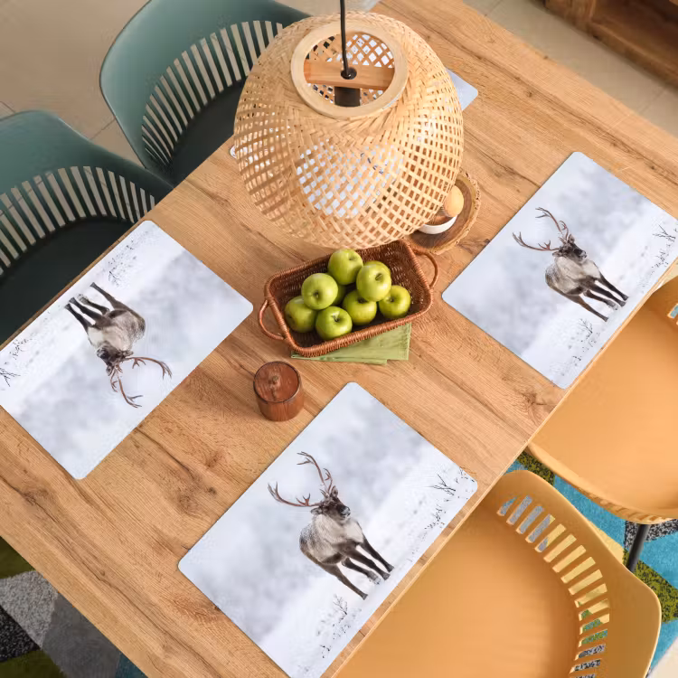 Placemat - 6 stuks - Rendier - Gewei - Toendra - Sneeuw - Wild — 3