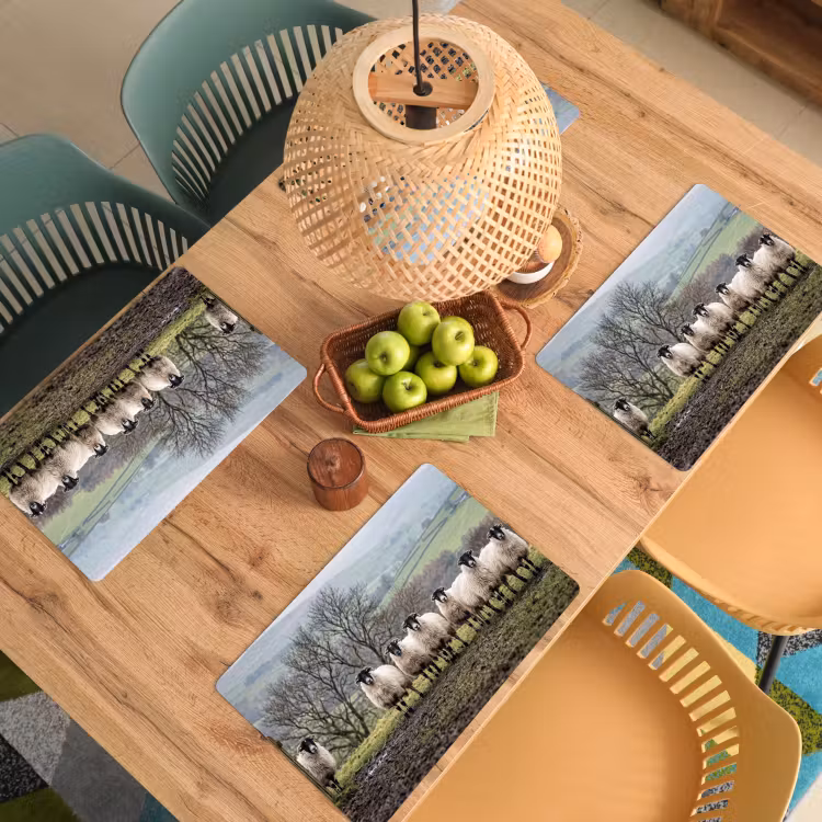 Placemat - 6 stuks - Schapen - Rij - Weide - Dieren - Platteland — 3