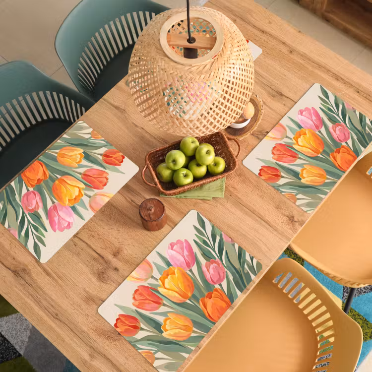 Placemat - 6 stuks - Tulpen - Abstract - Kleurrijk — 3