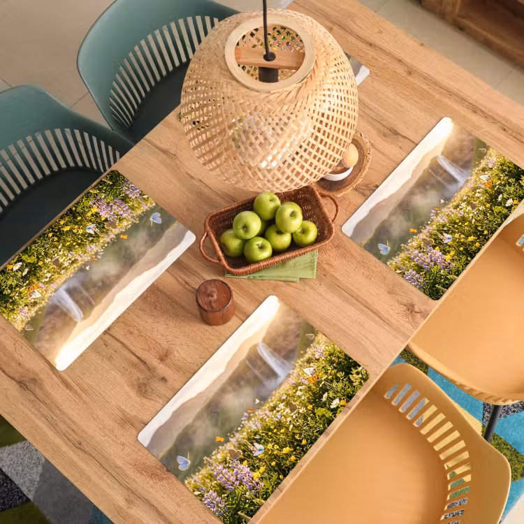 Placemat - 6 stuks - Vlinders - Waterval - Bloemenveld — 3