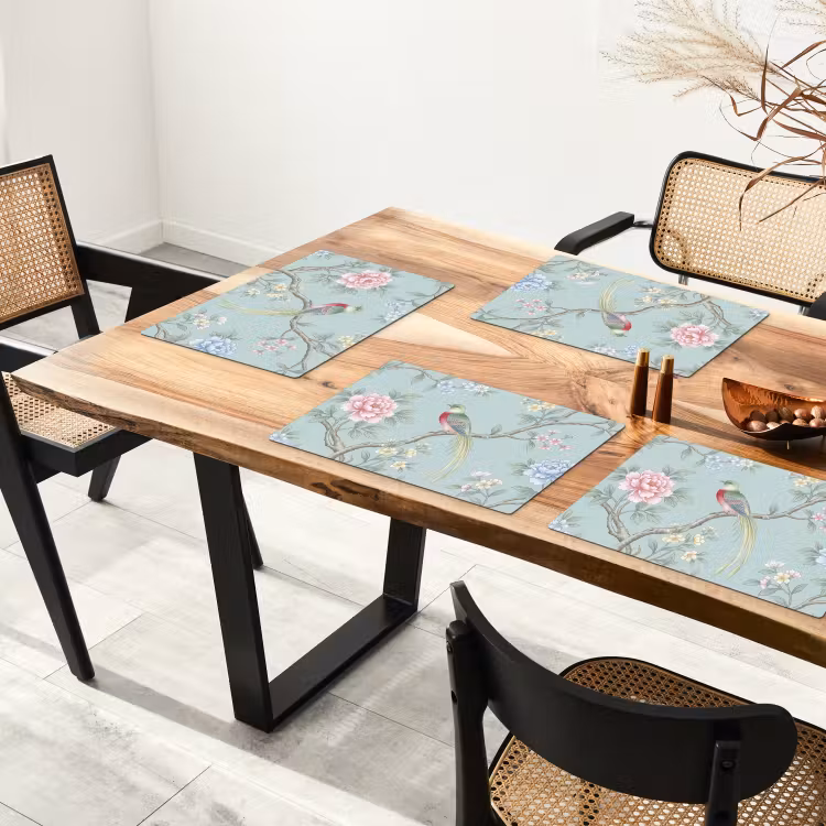Placemat - 6 stuks - Vogel - Bloemen - Kleurrijk — 4
