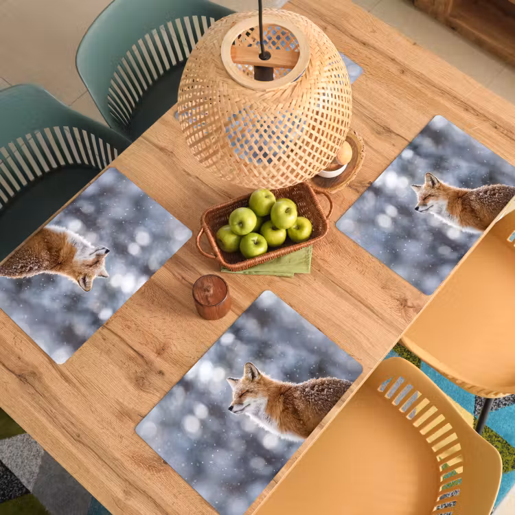 Placemat - 6 stuks - Vos - Sneeuwval - Portret - Winter - Sfeervol — 3