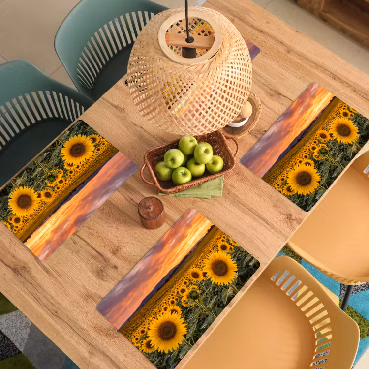 Placemat - 6 stuks - Zonnebloemen - Heuvellandschap - Geel — 3