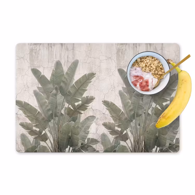 Placemat - 6 stuks - Bananenbladeren - Beton - Groen — 1