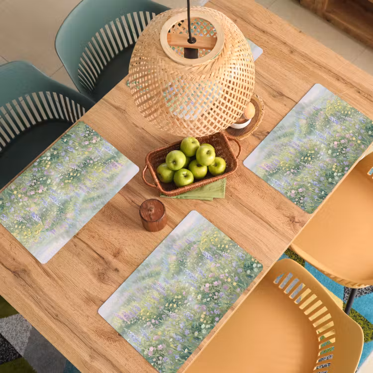 Placemat - 6 stuks - Bloemenveld - Heuvels - Kleurrijk — 3