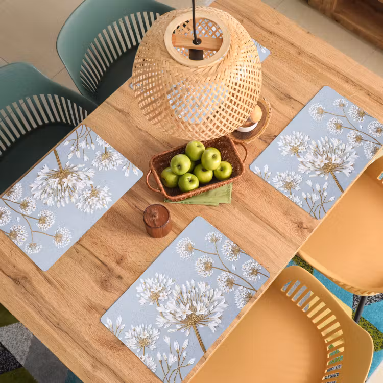 Placemat - 6 stuks - Illustratie - Bloemen - Blauw — 3
