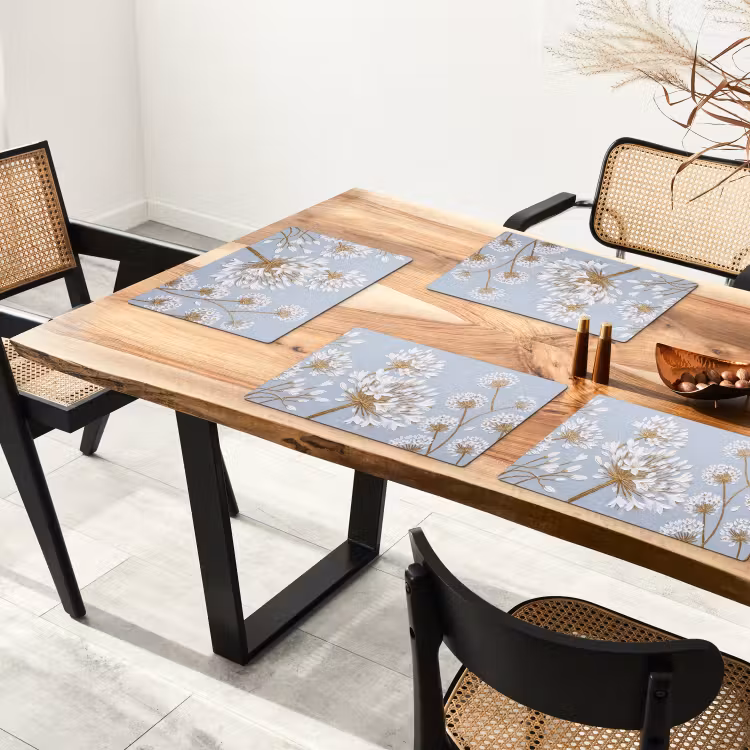 Placemat - 6 stuks - Illustratie - Bloemen - Blauw — 4
