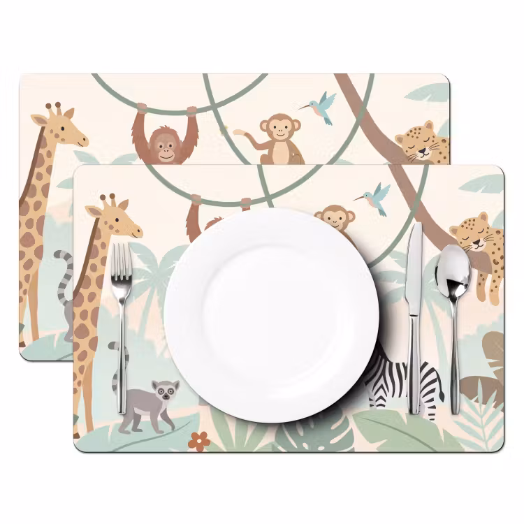 Placemat - 6 stuks - Jungle - Dieren - Groen — 2