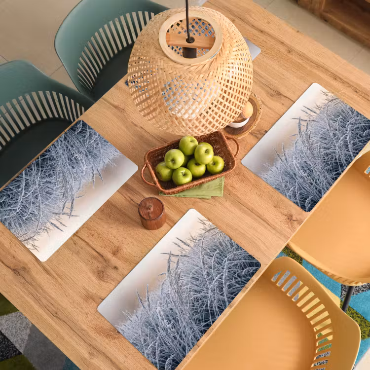 Placemat - 6 stuks - Rijp - Gras - Kristallen - Winter - Minimalistisch — 3