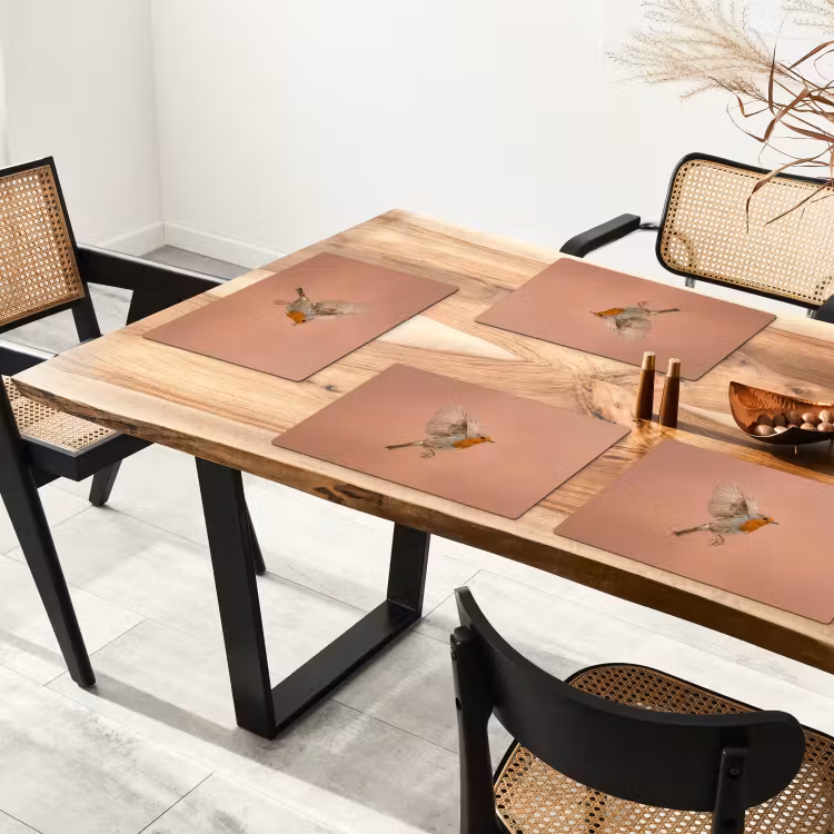 Placemat - 6 stuks - Roodborst - Natuur - Roze — 4