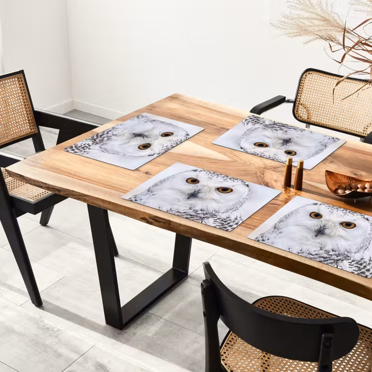 Placemat - 6 stuks - Sneeuwuil - Oog - Wildlife - Wit — 4