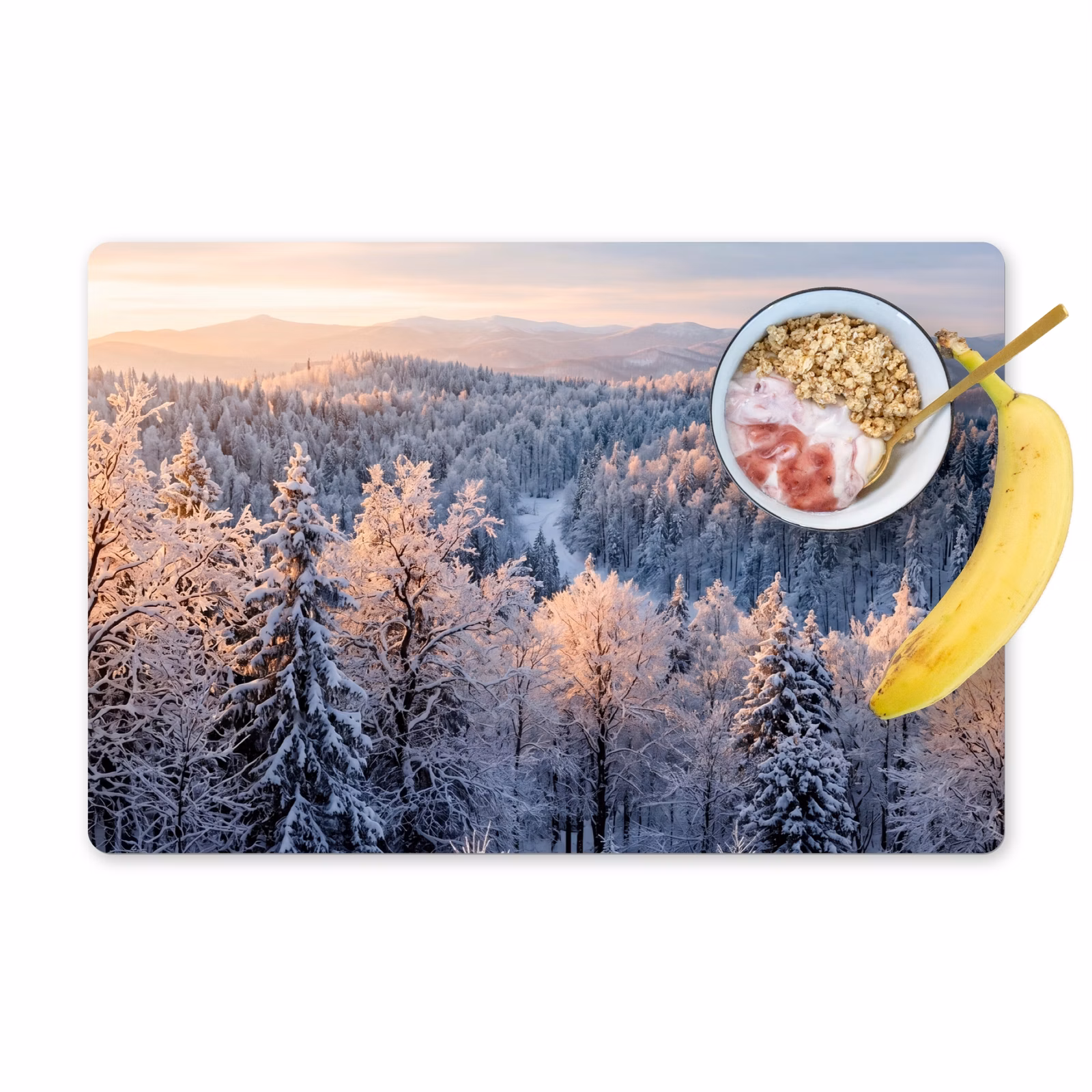 Placemat - 6 stuks - Bos - Bergen - Goud - Winter - Warm — 1