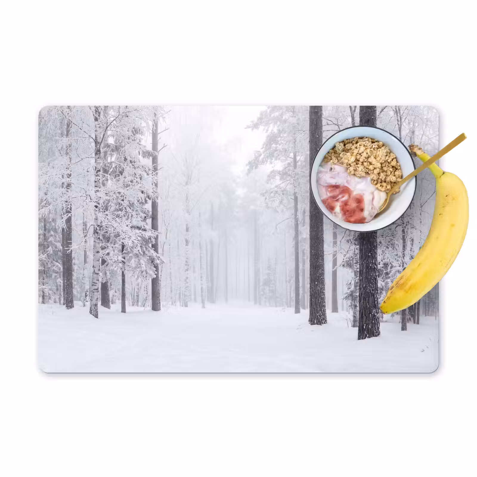 Placemat - 6 stuks - Bos - Sneeuw - Pad - Winter - Stilte — 1