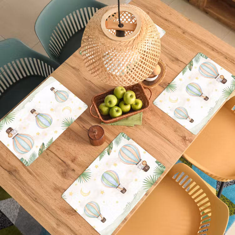 Placemat - 6 stuks - Aquarel - Luchtballonnen - Pastel — 3