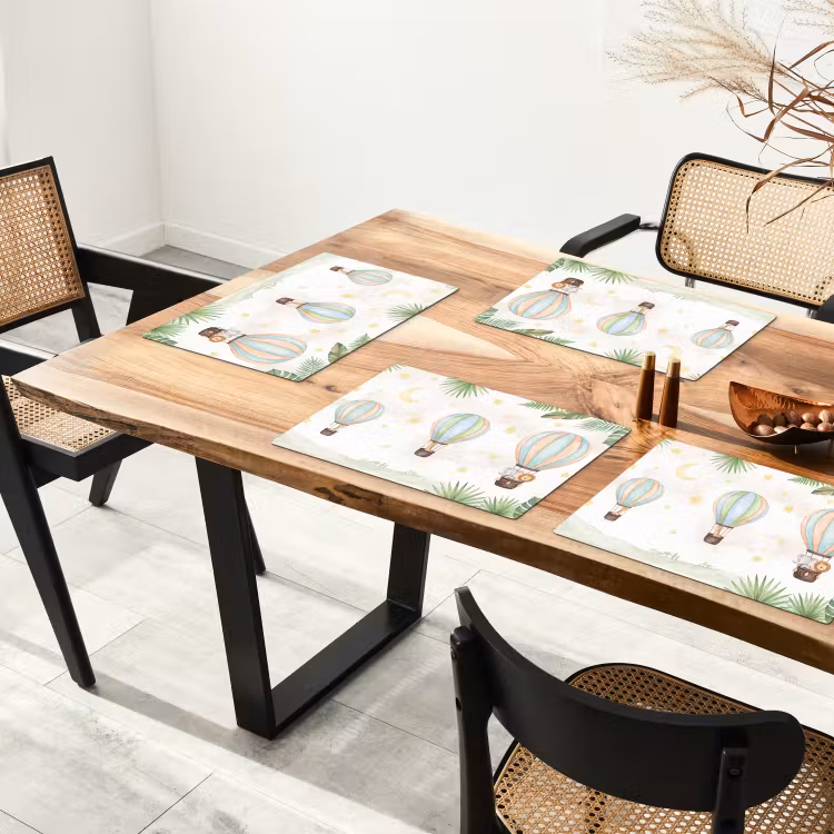 Placemat - 6 stuks - Aquarel - Luchtballonnen - Pastel — 4