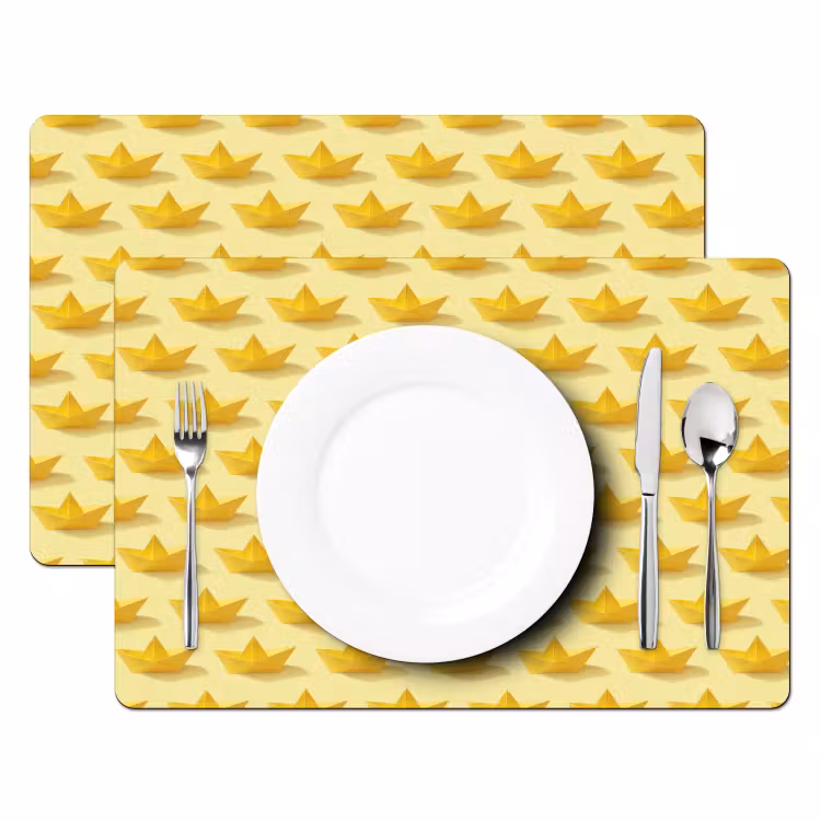 Placemat - 6 stuks - Bootjes - Origami - Creatief - Geel — 2