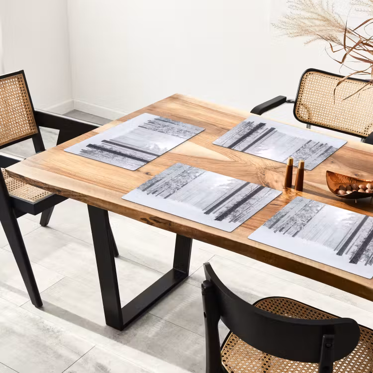 Placemat - 6 stuks - Bos - Sneeuw - Pad - Winter - Stilte — 4