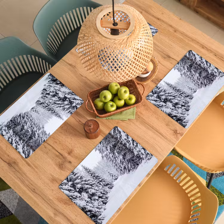 Placemat - 6 stuks - Bos - Winter - Sneeuw - Pad - Natuur — 3