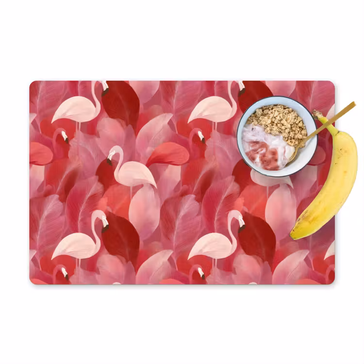 Placemat - 6 stuks - Flamingo - Botanisch - Elegant - Roze - Rood — 1