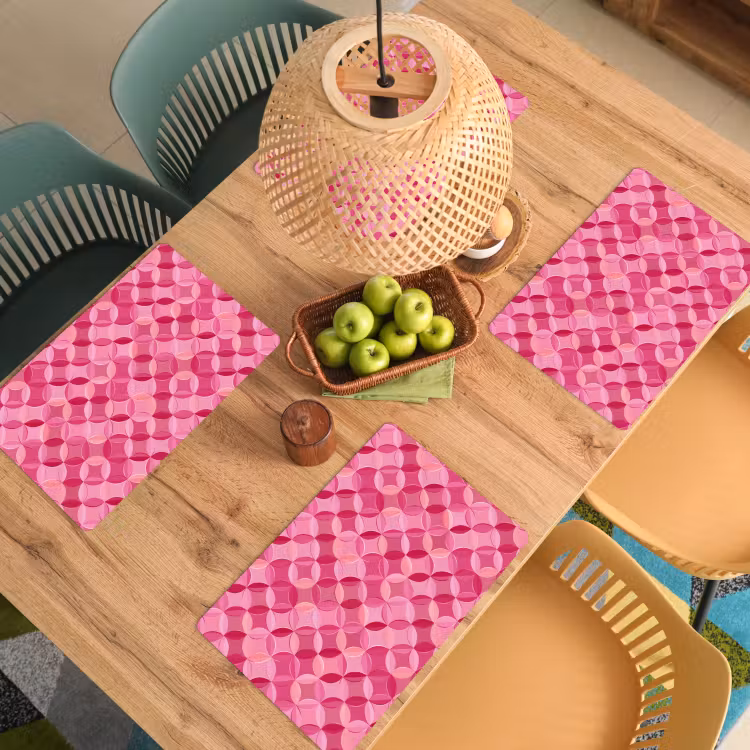 Placemat - 6 stuks - Geometrisch - Mozaïek - Modern - Roze — 3