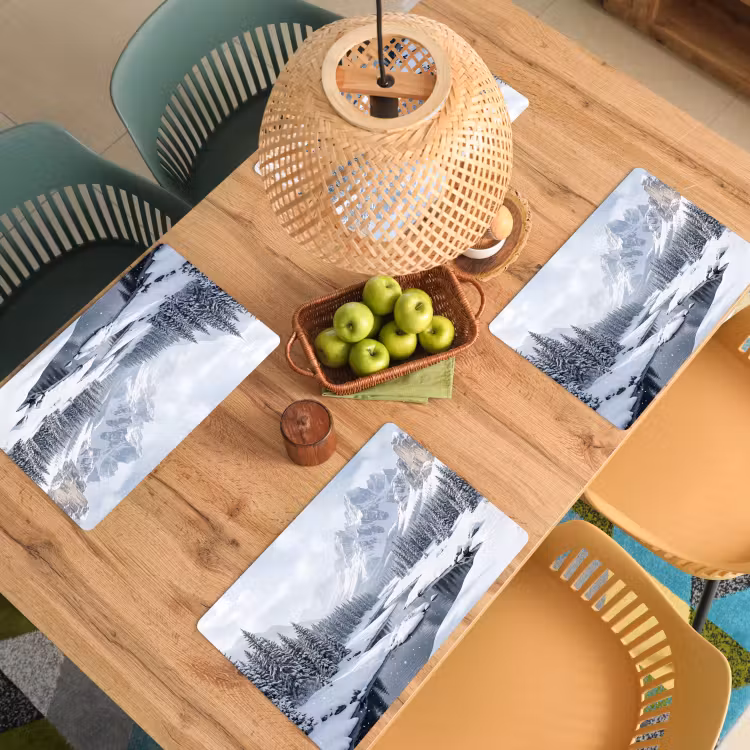 Placemat - 6 stuks - Sneeuwlandschap - Bergen - Rivier - Winter — 3