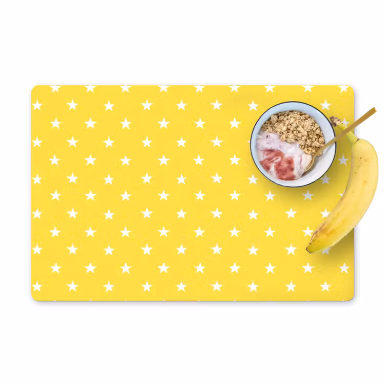 Placemat - 6 stuks - Sterren - Patroon - Minimalistisch - Geel — 1