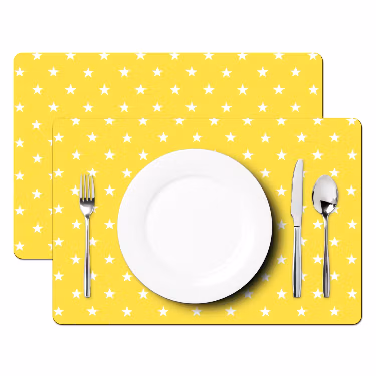 Placemat - 6 stuks - Sterren - Patroon - Minimalistisch - Geel — 2