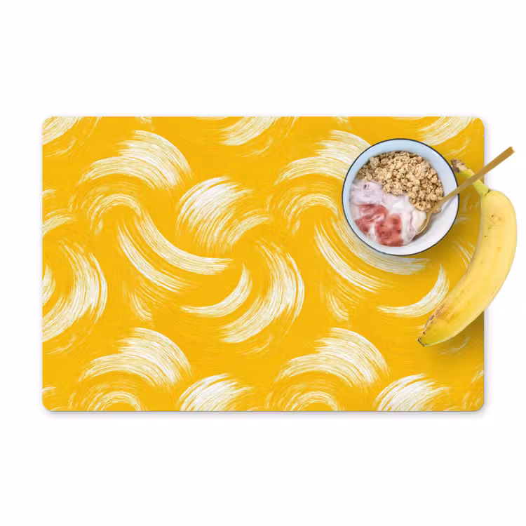 Placemat - 6 stuks - Verfstreken - Abstract - Dynamisch - Geel — 1