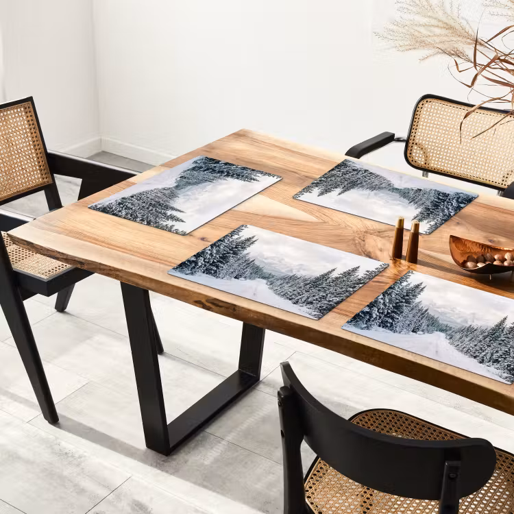 Placemat - 6 stuks - Weg - Sneeuw - Naaldbos - Winter - Avontuurlijk — 4