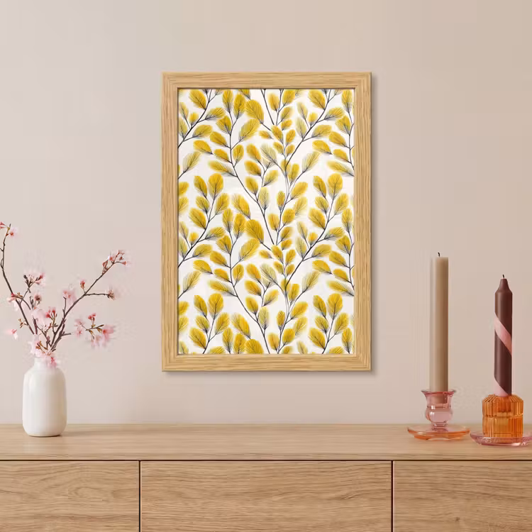 Poster met lijst - Bladeren - Botanisch - Elegant - Geel - Zwart — 5