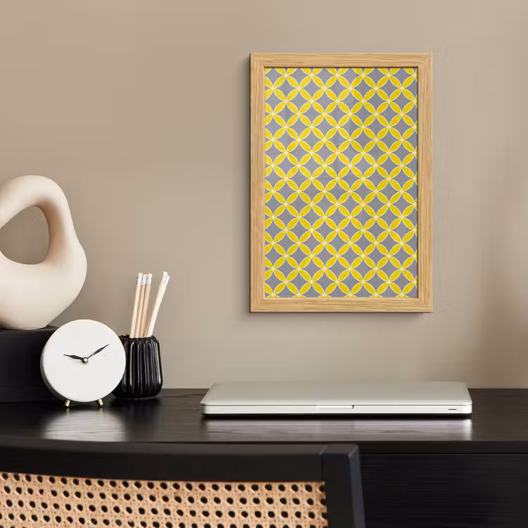 Poster met lijst - Geometrisch - Cirkels - Modern - Grijs - Geel — 2