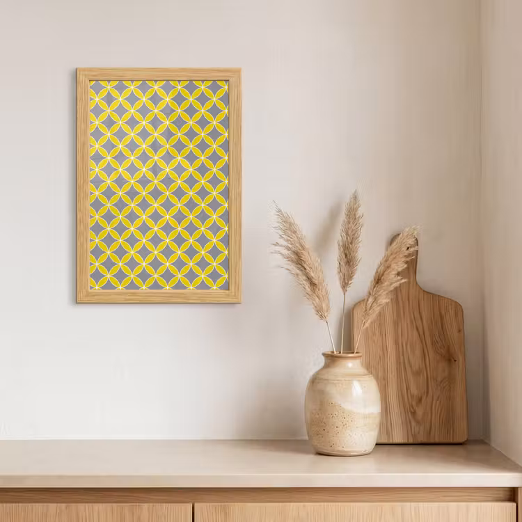 Poster met lijst - Geometrisch - Cirkels - Modern - Grijs - Geel — 3
