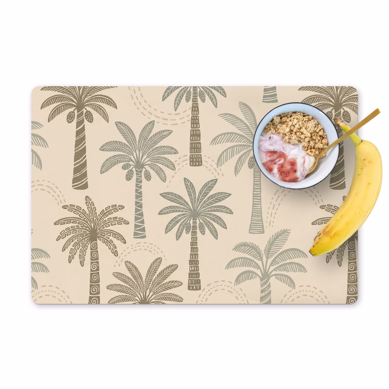 Placemat - 6 stuks - Palmbomen - Patroon - Tropisch - Beige — 1