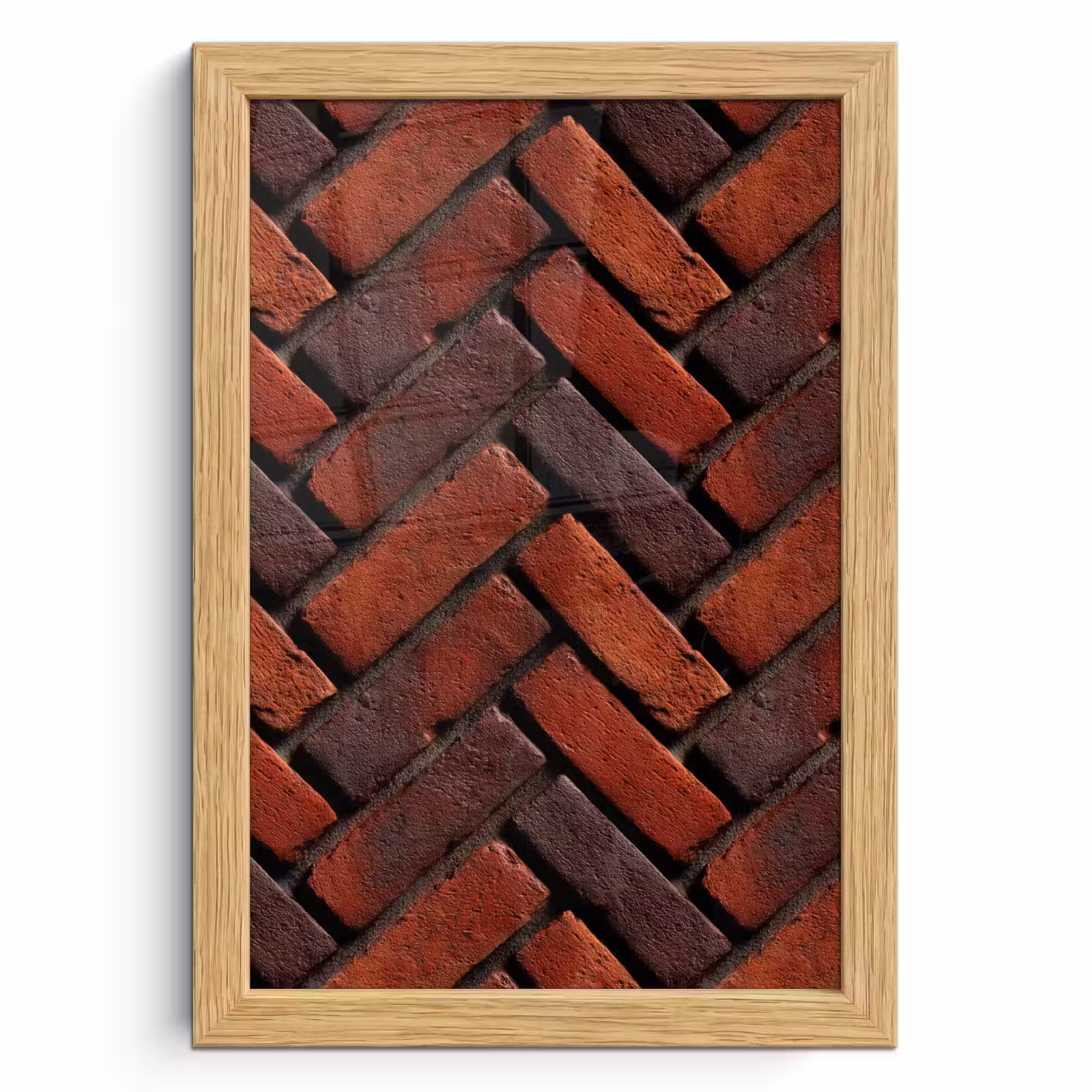 Poster met lijst - Bakstenen - Visgraat - Structuur - Roodbruin — 1