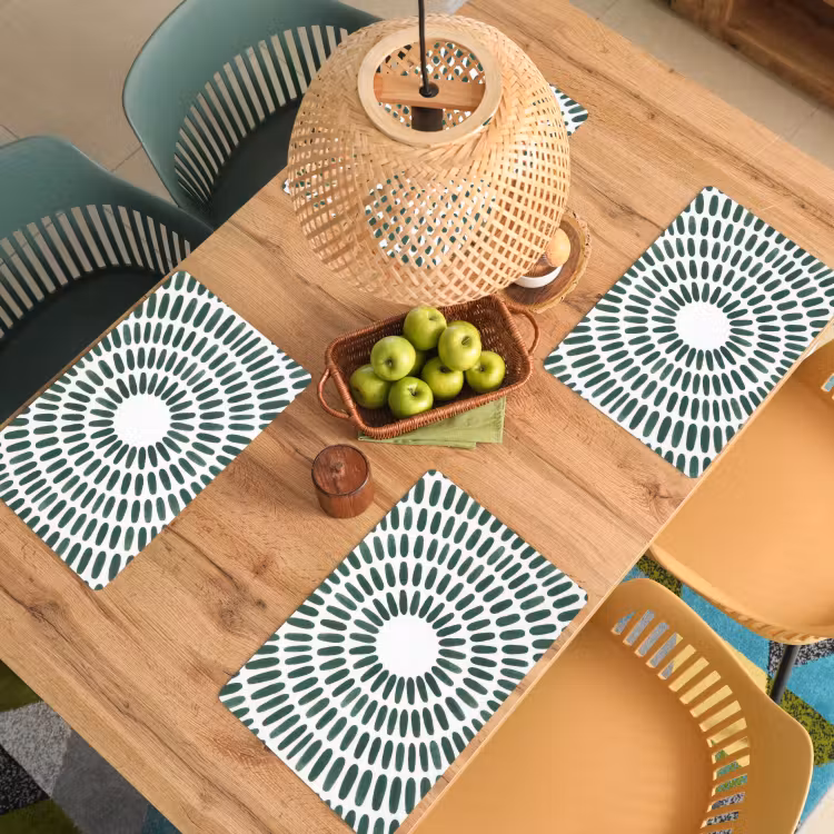 Placemat - 6 stuks - Abstract - Cirkel - Patroon - Modern - Groen — 3